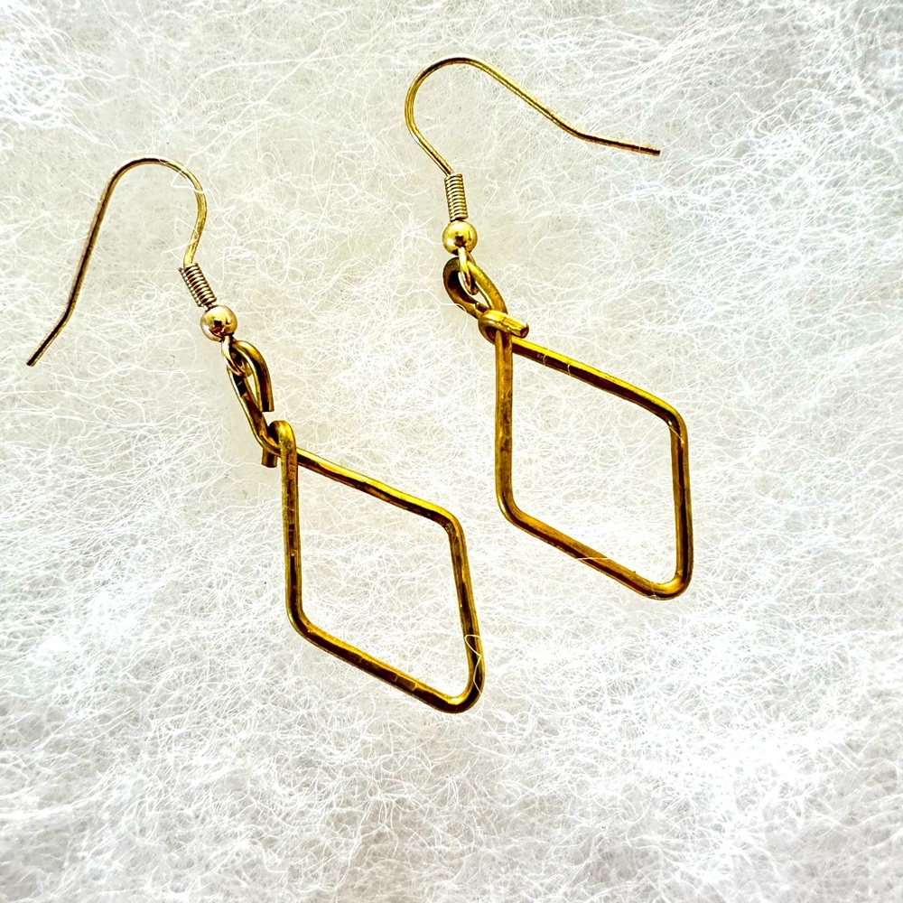 Sseko Brave Brass Diamond-shaped Earrings